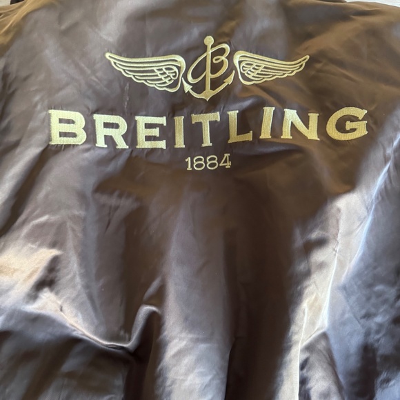Breitling Leather with Brown Satin Bomber Jacket Medium - Picture 3 of 7